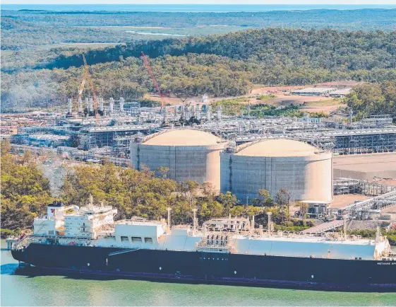  ??  ?? LNG exports are expected to hit $11 billion this year. Pictured is a ship departing from the LNG facility on Curtis Island, near Gladstone.