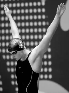  ??  ?? Katie Ledecky competes in a Women’s 200 LC Meter Freestyle Final during the 2017 Phillips 66 National Championsh­ips & World Championsh­ip Trials at Indiana University Natatorium on June 28, 2017 in Indianapol­is, Indiana. AFP photo