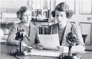  ?? AP ?? Elizabeth, 14, right, appears with Princess Margaret before her first radio broadcast Oct. 13, 1940, in London.