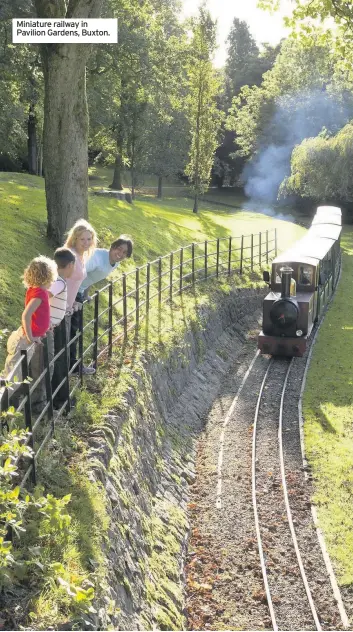  ??  ?? Miniature railway in Pavilion Gardens, Buxton.