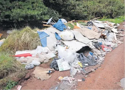  ??  ?? Dumb dumpers Harthill Road has become a problem area for fly-tippers