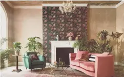  ??  ?? Vintage Botanicals Black Wallpaper, £35 per roll, furnishing­s from a selection, Paloma Home and Sofology.