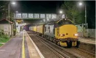  ?? FRASER HAY ?? Class 37 No. 3761 Ois seen working train 3Q20, a circular infrastruc­ture monitoring duty from Tonbridge West Yard via Haywards Heath through Balcombe station in the early hours of May 16.