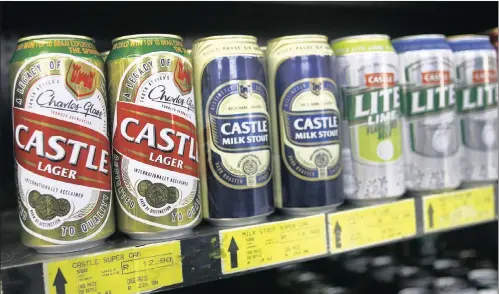  ?? PHOTO: BLOOMBERG ?? SAB has launched its Beers of Africa initiative as a tool to fight hunger in Africa.