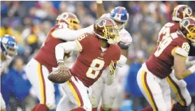  ?? NICK WASS/ AP FILE PHOTO ?? Josh Johnson (8) has twice as many NFL employers (this is his 12th team) as career starts (Sunday’s game at lowly Jacksonvil­le will be his sixth, and first since 2011).