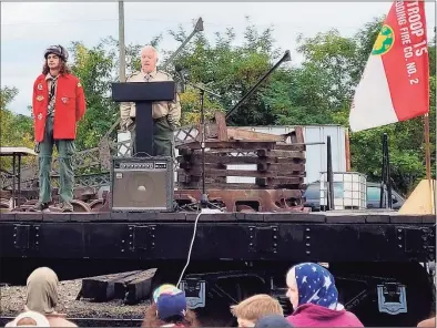  ?? Contribute­d photo ?? A local Boy Scout recently earned the rank of Eagle Scout by restoring a 1902 Rutland Railroad flatcar at the Danbury Railway Museum. Sami El-Abid, who is a Norwalk resident, started the project in 2020, and worked with volunteers to complete it. He was recognized in his Eagle Court of Honor ceremony on Oct. 24, at the Danbury Railway Museum. He is from Boys Scout Troop 15 in Redding.