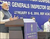  ??  ?? Prime Minister Narendra Modi at the valedictor­y ceremony of the annual conference of DGPs and IGPs in Gwalior on Monday. PTI PHOTO