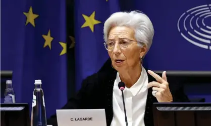  ?? Photograph: François Lenoir/Reuters ?? The European Central Bank president, Christine Lagarde, says inflationa­ry pressure will probably begin to wane in 2022.