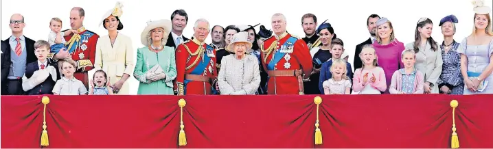  ??  ?? The Firm: the Royal family on the balcony of Buckingham Palace for the Queen’s birthday parade on June 8 this year