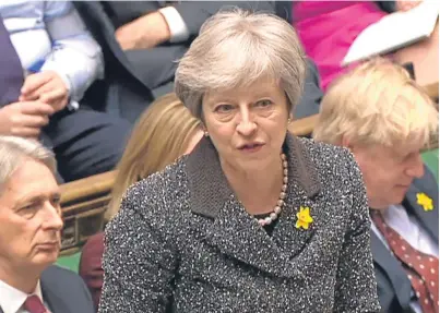  ?? Picture: PA. ?? Mrs May during Prime Minister’s Questions in the House of Commons, London.