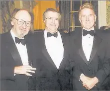  ?? Leo Sorel ?? Three major figures in L.A. Times history — David Laventhol, left, Tom Johnson and Otis Chandler — pose at an event in 2000.