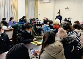  ?? Photo: Foreign Ministry ?? Forty-three Thais arrive at the help centre set up by the Foreign Ministry at a hotel in Lviv, in western Ukraine, on Tuesday (Mar 1).