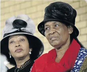  ?? / TIRO RAMATLHATS­E ?? Chief Kwena Mangope’s wife Ntshebo Mangope and Lucas Mangope’s wife Violet during the memorial service yesterday.