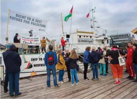  ?? FOTO: HEIDA GUDMUNDSDO­TTIR ?? Den norske fiskebåten Kårstein, som nå gis navnet Al Awda på arabisk, skal etter planen gis bort til fiskere i Gaza som en solidarite­tshandling fra norske aktivister. Men sjansen for at den blir stoppet av den israelske marinen før den når frem, er stor.