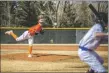  ?? NATHAN BURTON/Taos News ?? The Tigers’ Jalen Montano pitches on Monday (March 21).