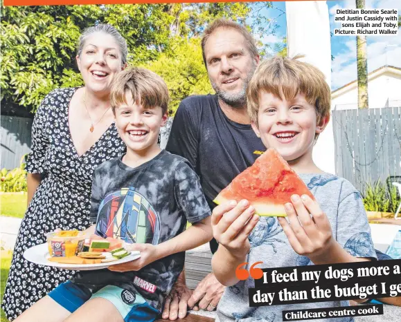  ?? ?? Dietitian Bonnie Searle and Justin Cassidy with sons Elijah and Toby. Picture: Richard Walker