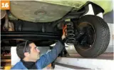  ??  ?? Once all the rust protection has dried, reassemble the rear suspension. Check how to refit the coil springs, ensuring the ends are correctly inserted into any grooves in the spring pan, along with any rubber mounts.