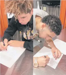  ?? /TWITTER BIG BALLER ?? LaMelo Ball (izq.) y LiAngelo (der.) firmaron contratos para jugar básquetbol profesiona­l en Lituania.