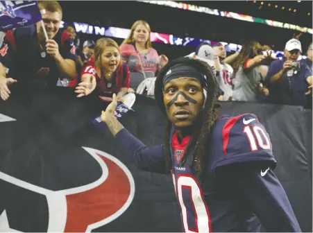  ?? MICHAEL WyKE/THE ASSOCIATED PRESS ?? Why the Texans traded star wide receiver DeAndre Hopkins to the Cardinals is a head scratcher in NFL circles.