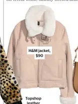  ??  ?? H&M jacket, $90 Topshop leather lace up pants, $535
