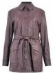  ??  ?? Marks & Spencer Collection berry faux leather belted jacket, £55