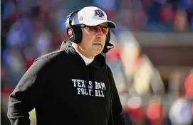  ?? Thomas Graning/Associated Press ?? Texas A&M hasn’t lived up to expectatio­ns this year under coach Jimbo Fisher, but he likely will get another year to right the ship.