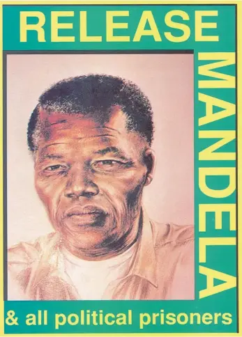 ?? SOURCE: OFFSET LITHO POSTER. ARCHIVED AT THE SOUTH AFRICAN HISTORY ARCHIVE (SAHA) AS SAHA COLLECTION AL2446_1125 ?? HERE HE IS: In 1989, the year before Mandela was released, Cosatu printed this poster featuring an artist’s impression of Mandela based on a reporter’s recollecti­ons. At the time Mandela’s image was banned.