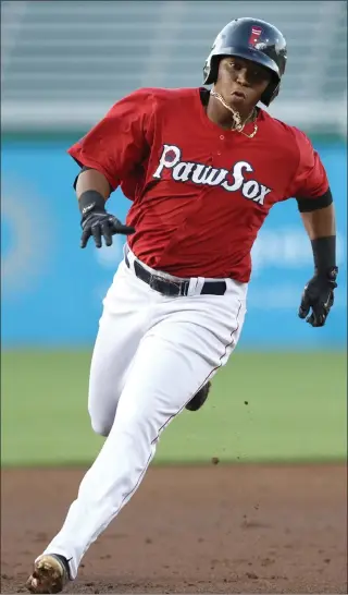  ?? File photo ?? Red Sox third baseman Rafael Devers (pictured playing with the PawSox during the summer) became the sixth player to hit a postseason home run before turning 21 in Sunday’s 10-3 ALDS win over Houston.