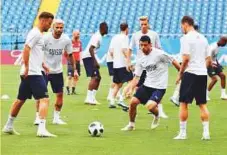  ?? AFP ?? Switzerlan­d’s players attend a training session at the Rostov Arena.