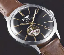  ??  ?? A ordable automatic: Henry London Automatic collection uses mechanical Japanese Miyota 82S0 automatic movement on a skeleton dial at price points never before seen on automatics.
