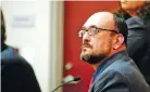  ?? LUIS SÁNCHEZ SATURNO/NEW MEXICAN FILE PHOTO ?? Aaron Dean Chavez, a former teacher at Santo Niño Regional Catholic School, listens to opening statements last week in his District Court trial.