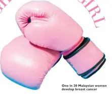  ??  ?? One in 20 Malaysian women develop breast cancer