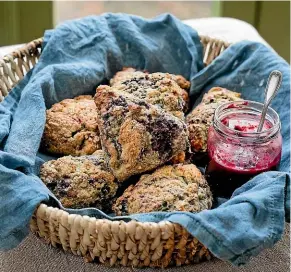  ??  ?? Blackberry scones are supposed to look a bit shaggy.