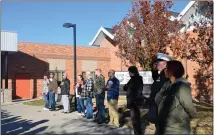  ?? CALLIE JONES — STERLING JOURNAL-ADVOCATE ?? Veterans listen as Campbell Elementary students sing “The Star Spangled Banner” at the school’s Veteran’s Day ceremony Thursday, Nov. 10, 2022.