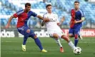  ??  ?? Harper in action for Real Madrid during a Uefa Youth League match in 2014. Photograph: Angel Martínez/Real Madrid via Getty Images