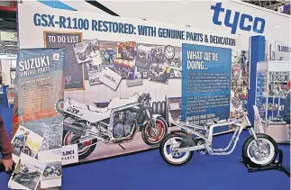  ?? ?? The project was part of Suzuki’s Vintage Parts Programme display at Motorcycle LIVE.