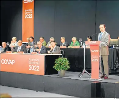  ?? EL DÍA ?? Ricardo Delgado Vizcaíno, durante la celebració­n de la asamblea general de Covap.