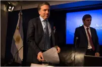  ?? AFP ?? Argentina’s Treasury Minister Nicolas Dujovne and Finance Minister Luis Caputo at a Press conference in Buenos Aires on Friday. —