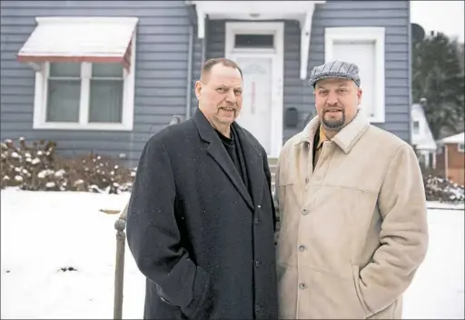  ?? Steph Chambers/Post-Gazette ?? Former Glassport Mayor Terry DiMarco and his son Keith DiMarco, the town’s new mayor, outside of Keith DiMarco’s home.