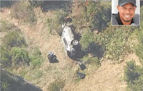  ?? ABC ?? El vehículo en el que viajaba Tiger Woods sufrió graves daños en las afueras de Los Ángeles