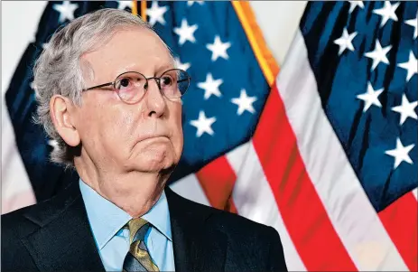  ?? NICHOLAS KAMM/GETTY-AFP ?? Senate Majority Leader Mitch McConnell, R-Ky., is resurrecti­ng a coronaviru­s relief measure in the $650 billion range.