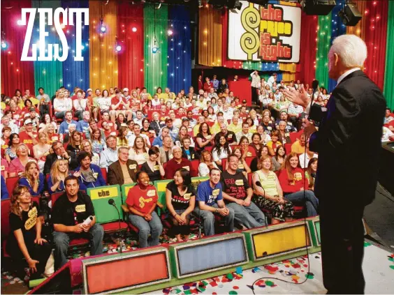  ?? Mark Davis / Getty Images ?? Top: Host Bob Barker talks to the studio audience during his last taping of “The Price is Right” at the CBS TV city studios.