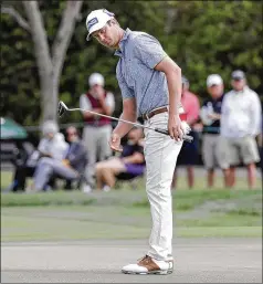  ?? JOHN RAOUX / ASSOCIATED PRESS ?? Harris English misses a birdie putt on the ninth hole Friday on his way to a 2-under 70 that left him two shots out of the lead at the Arnold Palmer Invitation­al in Orlando, Fla.