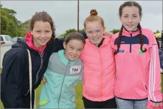  ??  ?? ABOVE: Robin Kelly, Clara O’ Dowd, Kate McGearailt and Aoife Greaney pictured looking ready at the Donal Walsh 6km Challenge on Sunday.