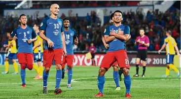  ??  ?? More to come: Johor Darul Ta’zim’s Muhammad Safawi Rasid (right) is expecting a tough 2019 season with the team playing in the AFC Champions League. — Bernama