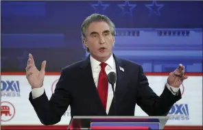  ?? (AP/Mark J. Terrill) ?? North Dakota Gov. Doug Burgum speaks during a Republican presidenti­al primary debate in September at the Ronald Reagan Presidenti­al Library in Simi Valley, Calif.