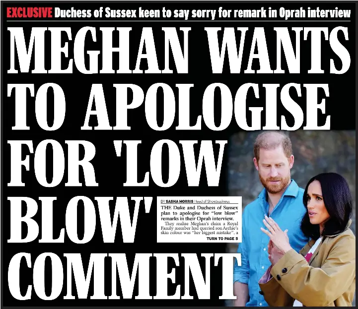 MEGHAN WANTS TO APOLOGISE FOR ‘LOW BLOW’ COMMENT | Daily Express ...