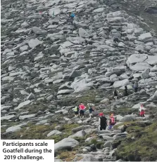  ??  ?? Participan­ts scale Goatfell during the 2019 challenge.