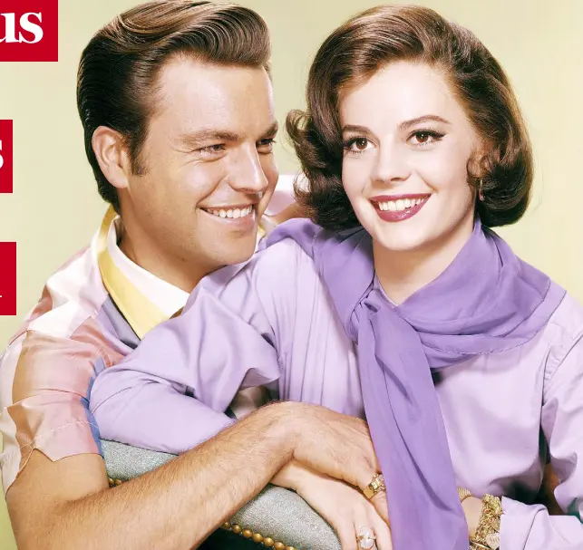  ??  ?? Above, Robert Wagner and Natalie Wood in 1957. From left, Natalie with Richard Beymer in West Side Story, with James Dean in Rebel Without a
Cause, and on a date with Elvis Presley. Below, Natasha Gregson today