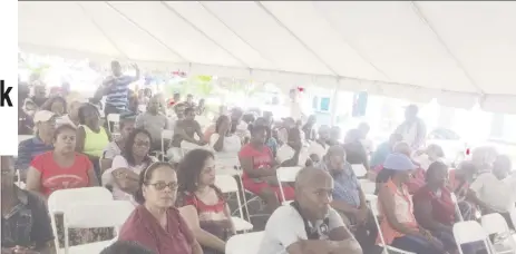  ??  ?? Some of the Stabroek Market wharf vendors at the meeting with the city administra­tion on Thursday to discuss their temporary relocation.